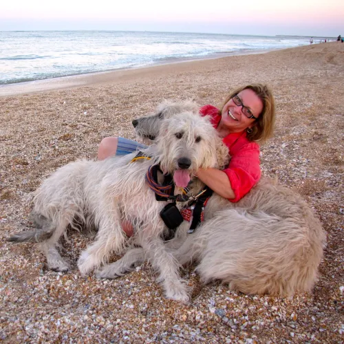 Joyce with Aonghus and Gwen on the beach